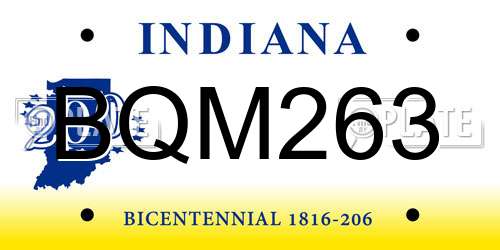 BQM263 Indiana License Plate