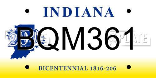 BQM361 Indiana License Plate
