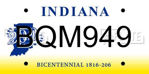 BQM949 Indiana License Plate