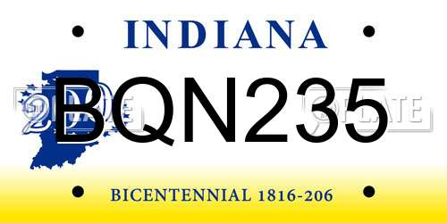 BQN235 Indiana License Plate