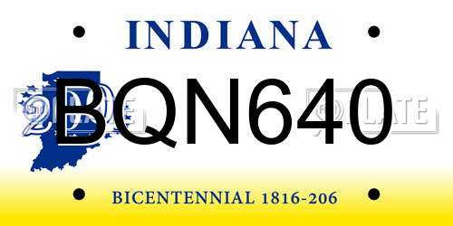 BQN640 Indiana License Plate
