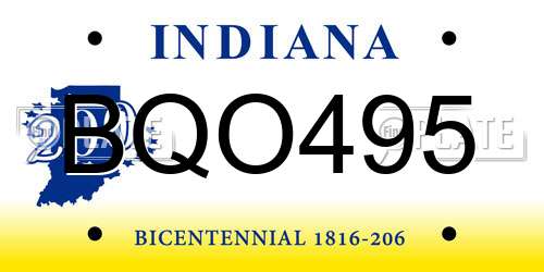 BQO495 Indiana License Plate
