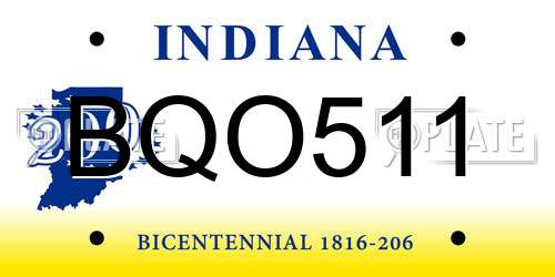 BQO511 Indiana License Plate