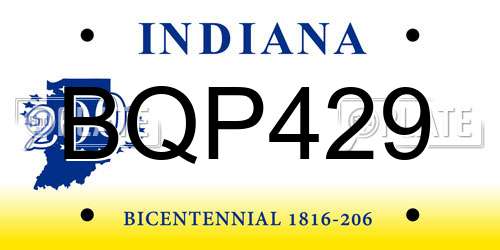 BQP429 Indiana License Plate