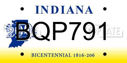 BQP791 Indiana License Plate
