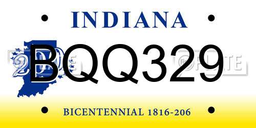 BQQ329 Indiana License Plate