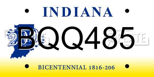 BQQ485 Indiana License Plate