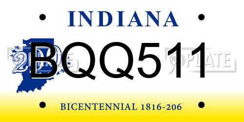 BQQ511 Indiana License Plate