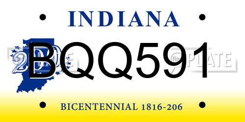 BQQ591 Indiana License Plate