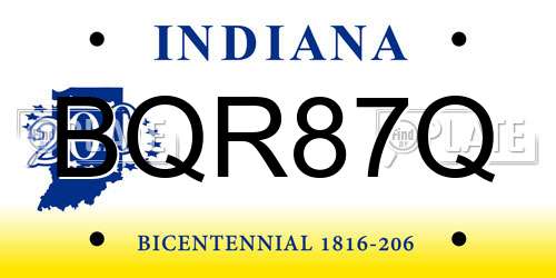BQR87Q Indiana License Plate