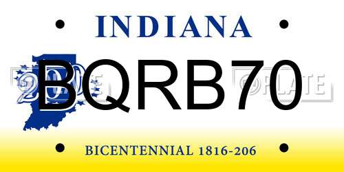 BQRB70 Indiana License Plate