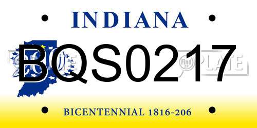 BQS0217 Indiana License Plate