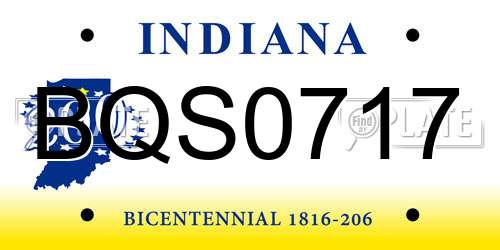 BQS0717 Indiana License Plate