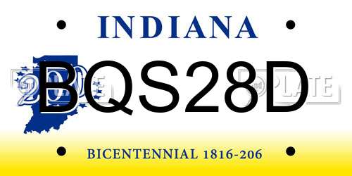 BQS28D Indiana License Plate