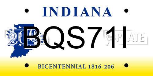 BQS71I Indiana License Plate