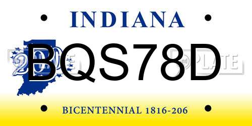 BQS78D Indiana License Plate