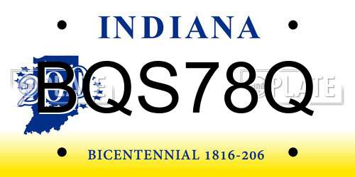 BQS78Q Indiana License Plate