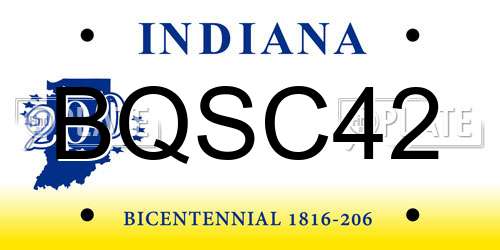 BQSC42 Indiana License Plate