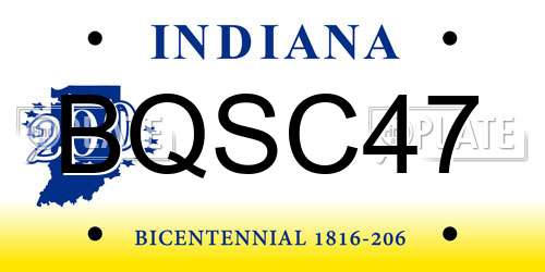 BQSC47 Indiana License Plate