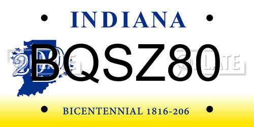 BQSZ80 Indiana License Plate