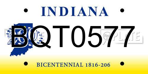 BQT0577 Indiana License Plate