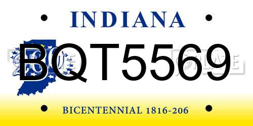 BQT5569 Indiana License Plate