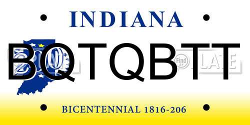 BQTQBTT Indiana License Plate