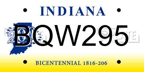 BQW295 Indiana License Plate