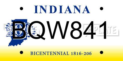 BQW841 Indiana License Plate