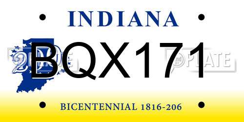 BQX171 Indiana License Plate