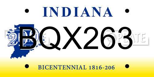 BQX263 Indiana License Plate