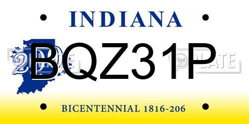 BQZ31P Indiana License Plate