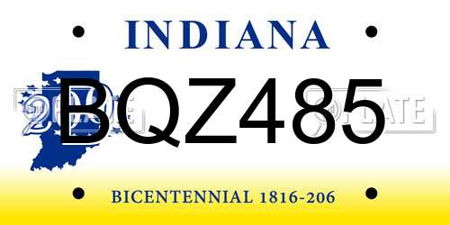 BQZ485 Indiana License Plate