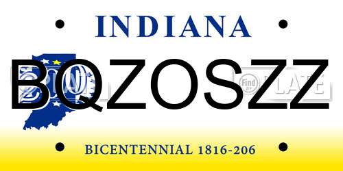 BQZOSZZ Indiana License Plate