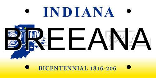 BREEANA Indiana License Plate