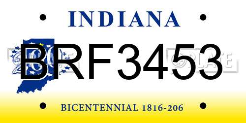BRF3453 Indiana License Plate