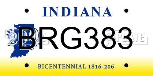 BRG383 Indiana License Plate