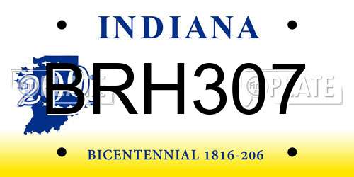 BRH307 Indiana License Plate