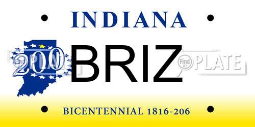 BRIZ Indiana License Plate