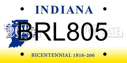 BRL805 Indiana License Plate