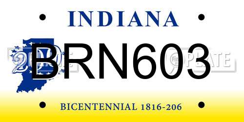 BRN603 Indiana License Plate