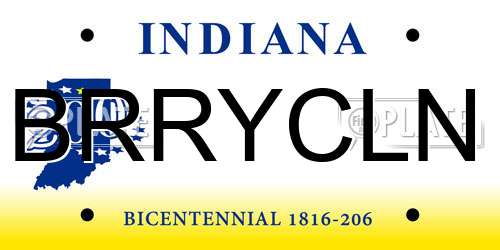 BRRYCLN Indiana License Plate