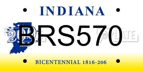 BRS570 Indiana License Plate