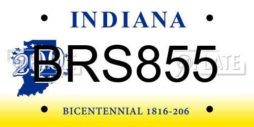 BRS855 Indiana License Plate