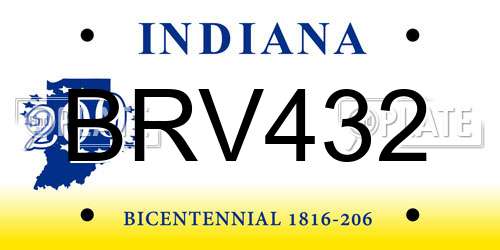 BRV432 Indiana License Plate