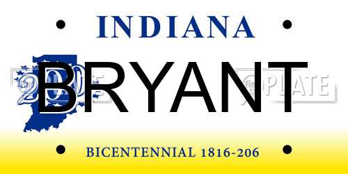 BRYANT Indiana License Plate