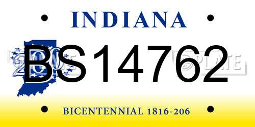 BS14762 Indiana License Plate