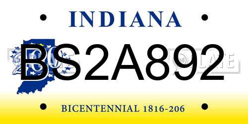 BS2A892 Indiana License Plate