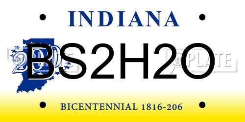 BS2H2O Indiana License Plate