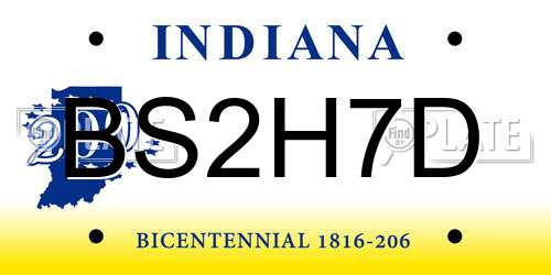 BS2H7D Indiana License Plate